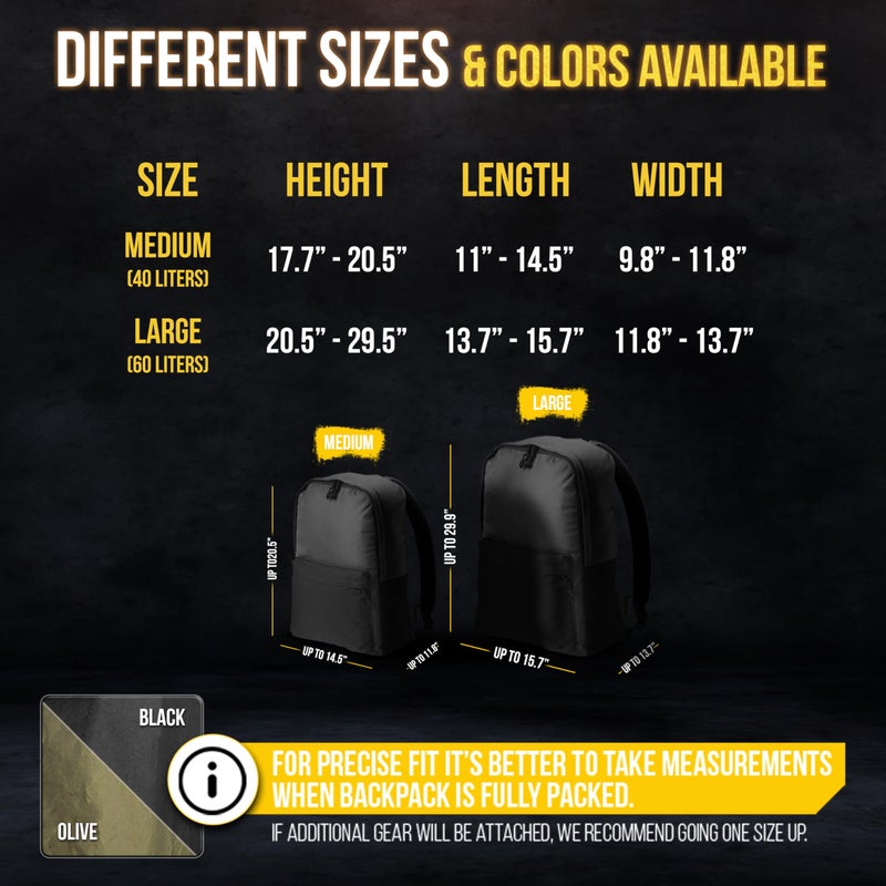 M-Tac Backpack Rain Cover Waterproof - Bag Rain Cover 50-60L - for Hiking Travel Camping Military (Olive, Large) - Image 2